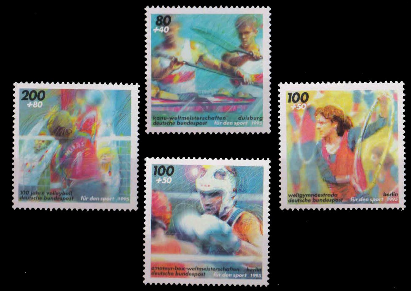 Germany 1995, Sports- Boxing, Volleyball, Canoeing, Hopp, Set Of 4, MNH, S.G. 2618-21