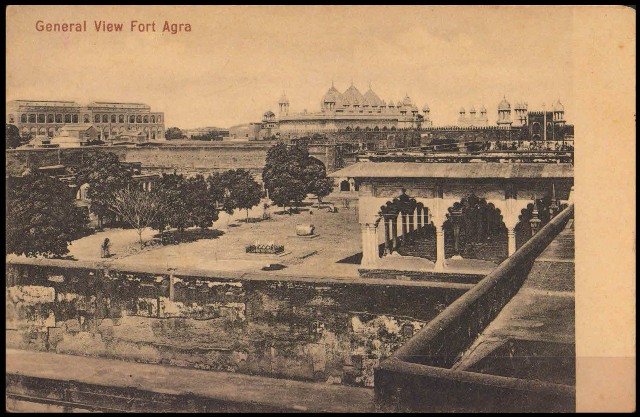 INDIA Old Post Card, General View of Fort Agra, Architecture