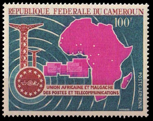 CAMEROUN 1967-Telecommunication, Map, Letters, Pylons, 1 Value, MNH, S.G. 473, Cat £ 2.20-