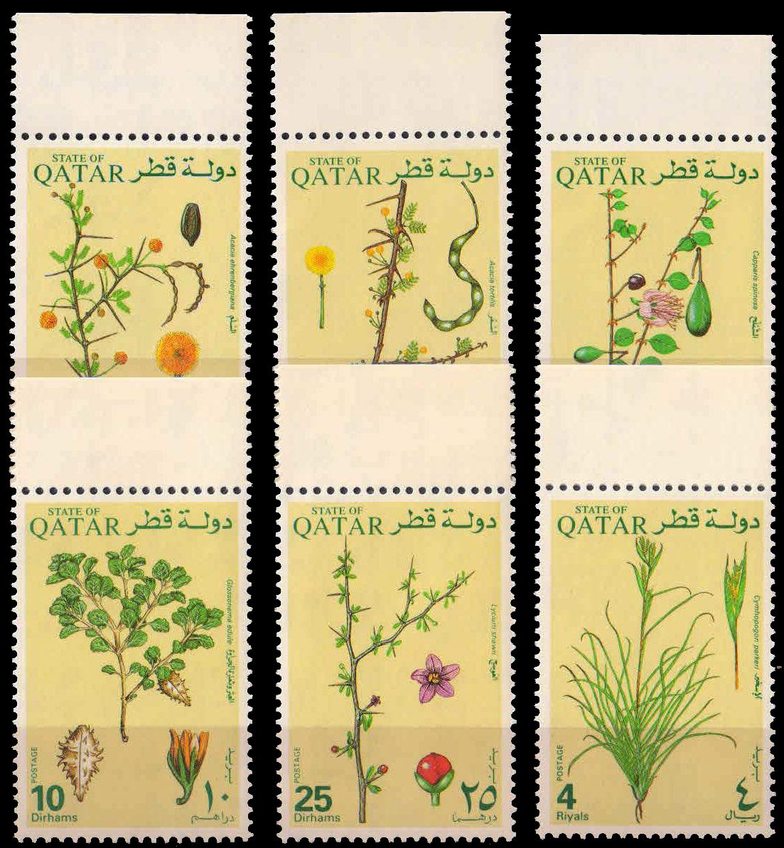 QATAR 1991-Plants, Flowers, Set of 6, MNH, S.G. 853-858-Cat £ 29-