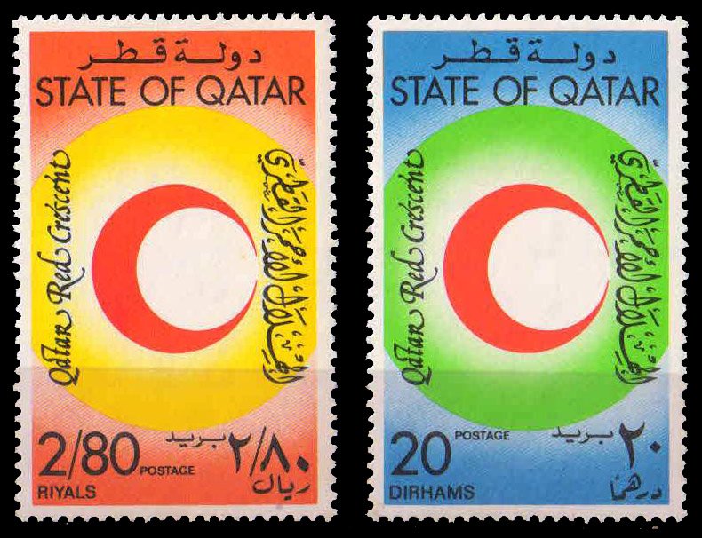 QATAR 1982-Ked Crescent-Set of 2, MNH, S.G. 723-24
