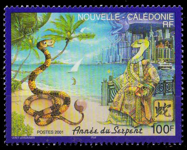 New Caledonia 2001, Chinese New Year, Snakes, Pacific island, Chinese Symbols, 1 Value, MNH, S.G. 1226