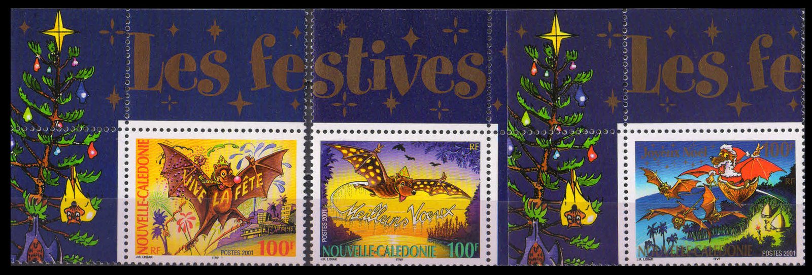New Caledonia 2001, Christmas, Set Of 3, MNH, S.G. 1248-50
