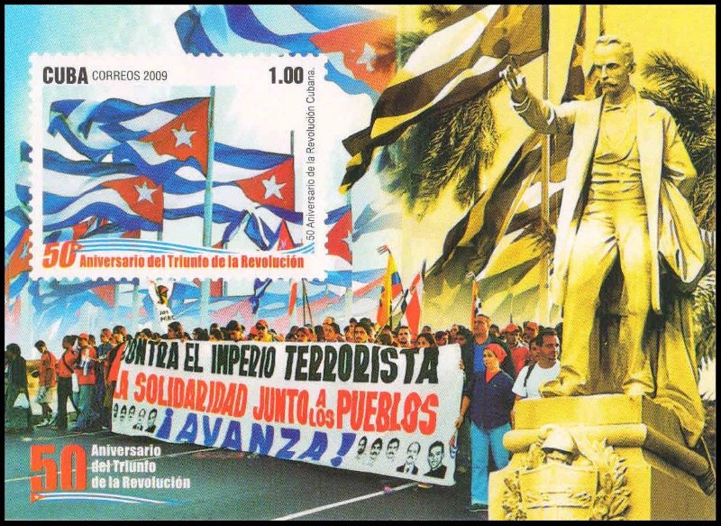 CUBA 2009-50th Anniv. of Revolution (1st Series), Flags, MNH, Imper Miniature Sheet, S.G. MS 5340