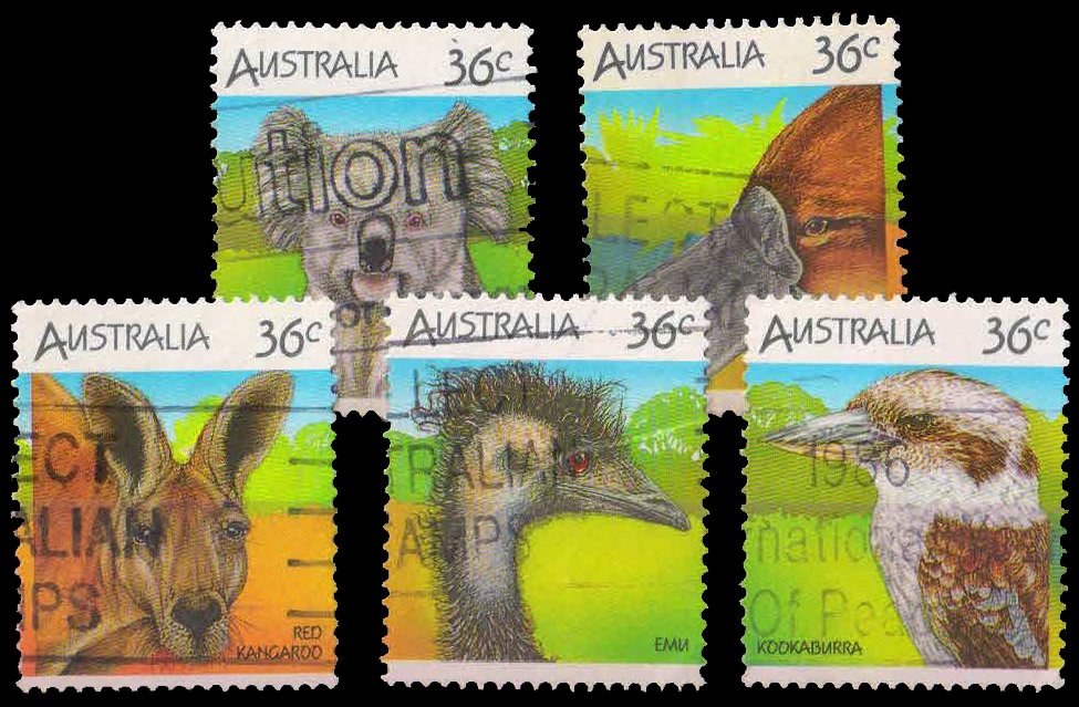 AUSTRALIA 1986-Wild Life-Kangaroo. Koala & Birds. Set of 5, 1st Series, Cat £ 4.75-S.G. 1023-1027