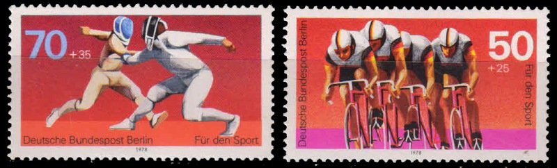 BERLIN, Germany 1978, Sport Fencing & Cycling, Set of 2, MNH, S.G. B 551-B 552, Cat £ 3.70-