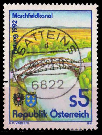 Austria 1992-Bridge over Canal, 1 Value, Used, S.G. 2308