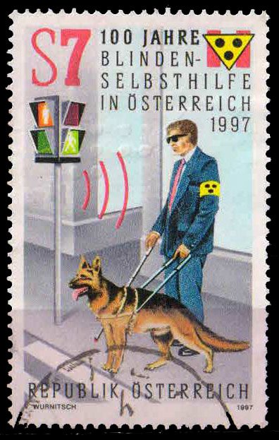 Austria 1997-Blind Man with Guide Dog, Used, 1 Value, Cat � 1.60-S.G. 2487