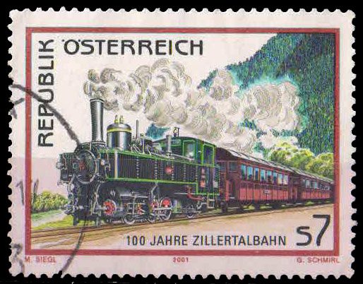 Austria 2001-Steam Locomotive, Zillirtal Railway, 1 Value, Used, S.G. 2582