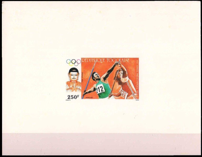 TOGO 1987-Olympic Games, Buddha, Jevelin Throwing-Imperf Deluxe Sheet, MNH, S.G. 1962