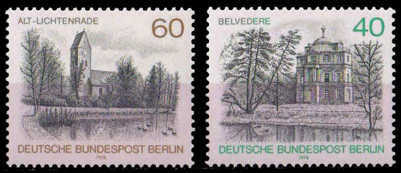 GERMANY BERLIN 1978-Village Church-Trees-Berlin Views, Set of 2, MNH, S.G. B 562 & B 564