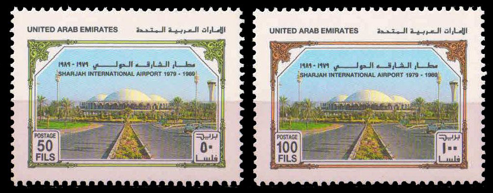 U.A.E. 1989-Sharjah International Airport, Set of 2, MNH, S.G. 268-269-Cat � 4