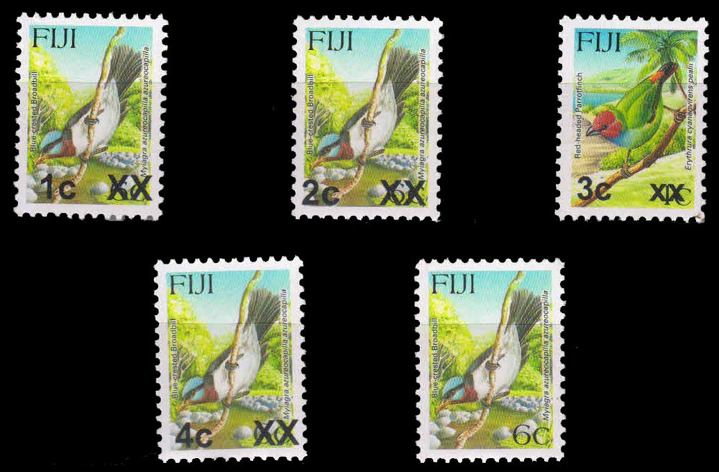 FIJI 2007-Birds, Surcharged, 5 Different-MNH-Flora & Fauna-Cat � 5-