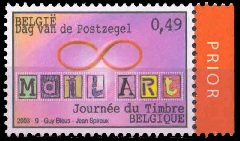 BELGIUM 2003-Stamp Day, Eternity Symbol & Mail Art, 1 Value, MNH< S.G. 3762-Cat � 2-