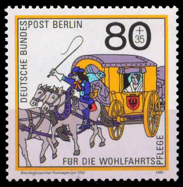 GERMANY BERLIN 1989-Mail Coach, Postal Deliveries, 1 Value, MNH, Cat � 5-S.G. B 832