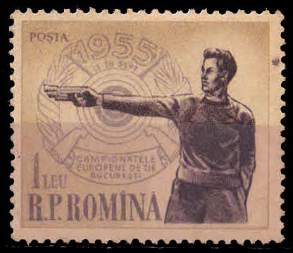 ROMANIA 1955-European Sharpshooting Championship, 1 Value, Mint Hinged, S.G. 2395-Cat � 8.75-