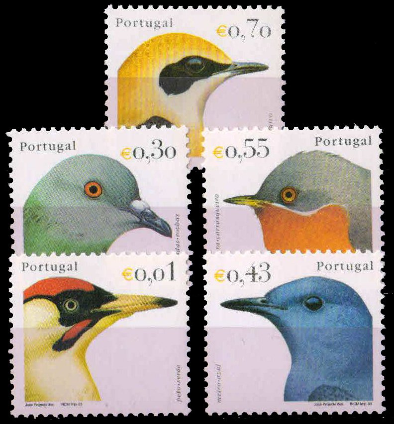 PORTUGAL 2003-Birds, Set of 5, MNH, S.G. 2988-92-Cat £ 5-