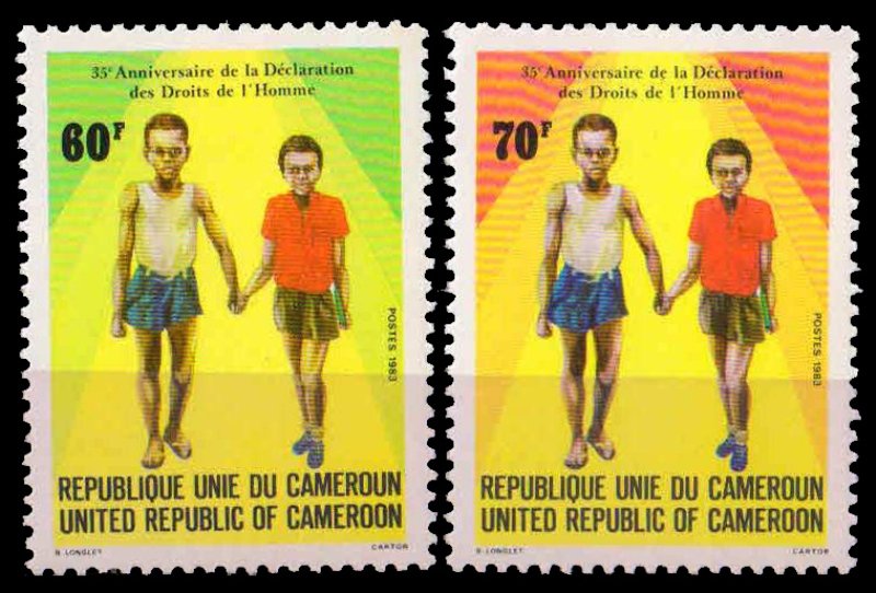 CAMEROUN 1983-Human Rights, Boy & Girl Holding Hands, Set of 2, MNH, S.G. 982-83