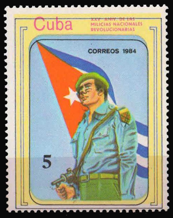 CUBA 1984-Flag & soldier, National Militia, 1 Value, MNH, S.G. 3055