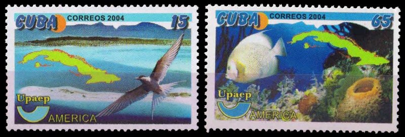 Cuba 2004-Environmental Protection, Birds, Fish, Map, Set of 2, MNH, S.G. 4774-75