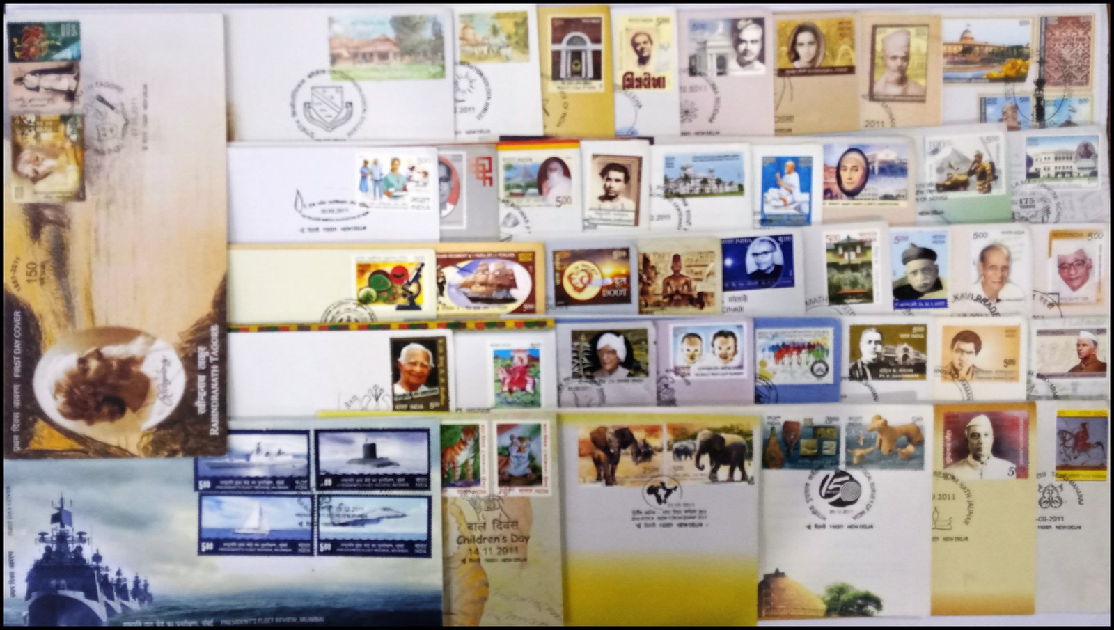 INDIA  2011-42 All Different First Day Covers, Mostly with Information Sheets