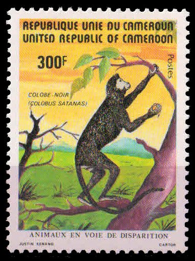 CAMEROUN 1982-Black Colobus, Endangered Animals, 1 Value, MNH, Cat £ 4.25-S.G. 940