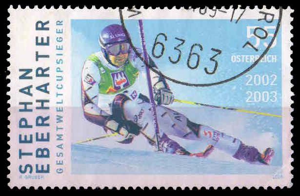 AUSTRIA 2004-World Champion Skier, Set of 2, Used, S.G. 2731 & 2742, Cat £ 4.50-
