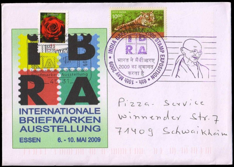 GERMANY Gandhi Cancellation 2009-India Greets IBRA 2009 Stamp Exhibition
