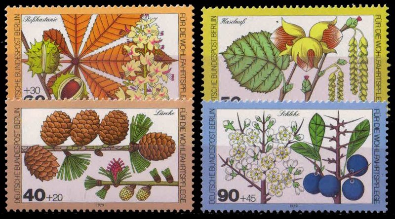 WEST BERLIN 1979-Woodland Flowers & Fruit Set of 4, MNH, Cat � 6-, S.G. B 582-B 585