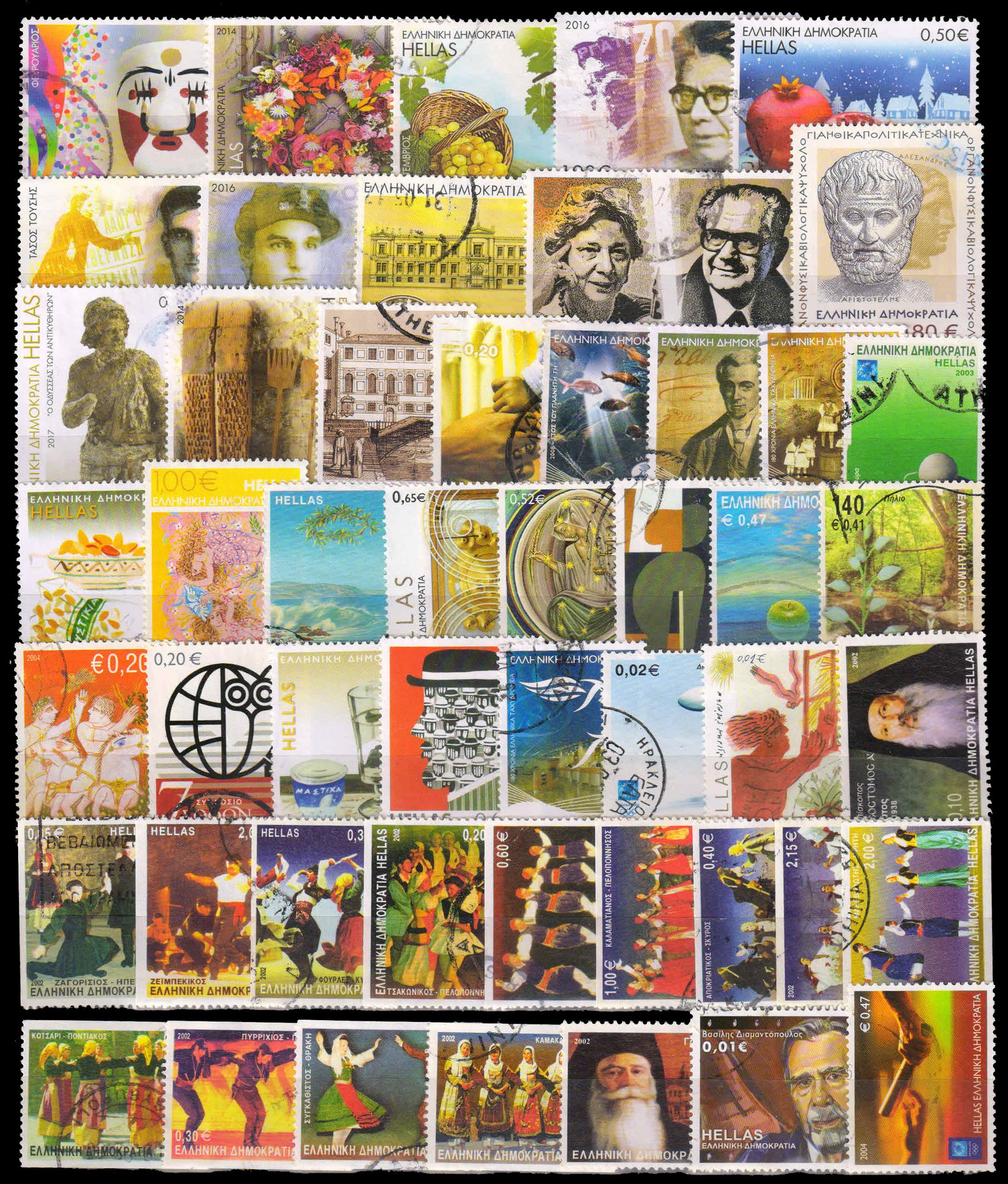 GREECE, 100 Different Large Thematic Stamps, Euro Value Only