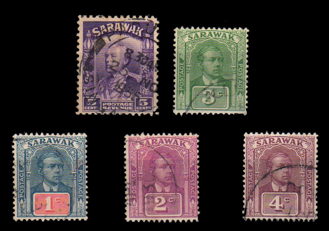 SARAWAK-5 Different Old Pre 1930 Used Stamps