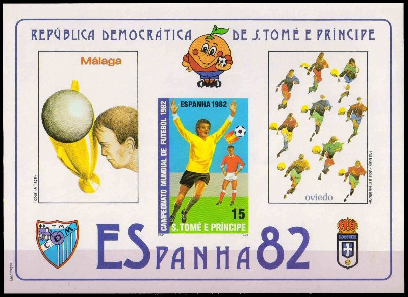 St. Thomas & Prince Islands 1982, Football Players-Imperf Souvenir Sheet, MNH, Scott No. 647 b