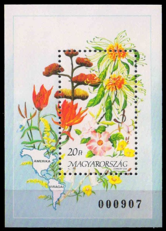 HUNGARY 1991-Flower, Mixed Bouquet, Souvenir Sheet, MNH, Scott No. 3283