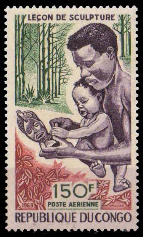 CONGO 1970-Art & Culture, Wood Carving, Tree, Child, 1 Value, Mint, S.G. 205