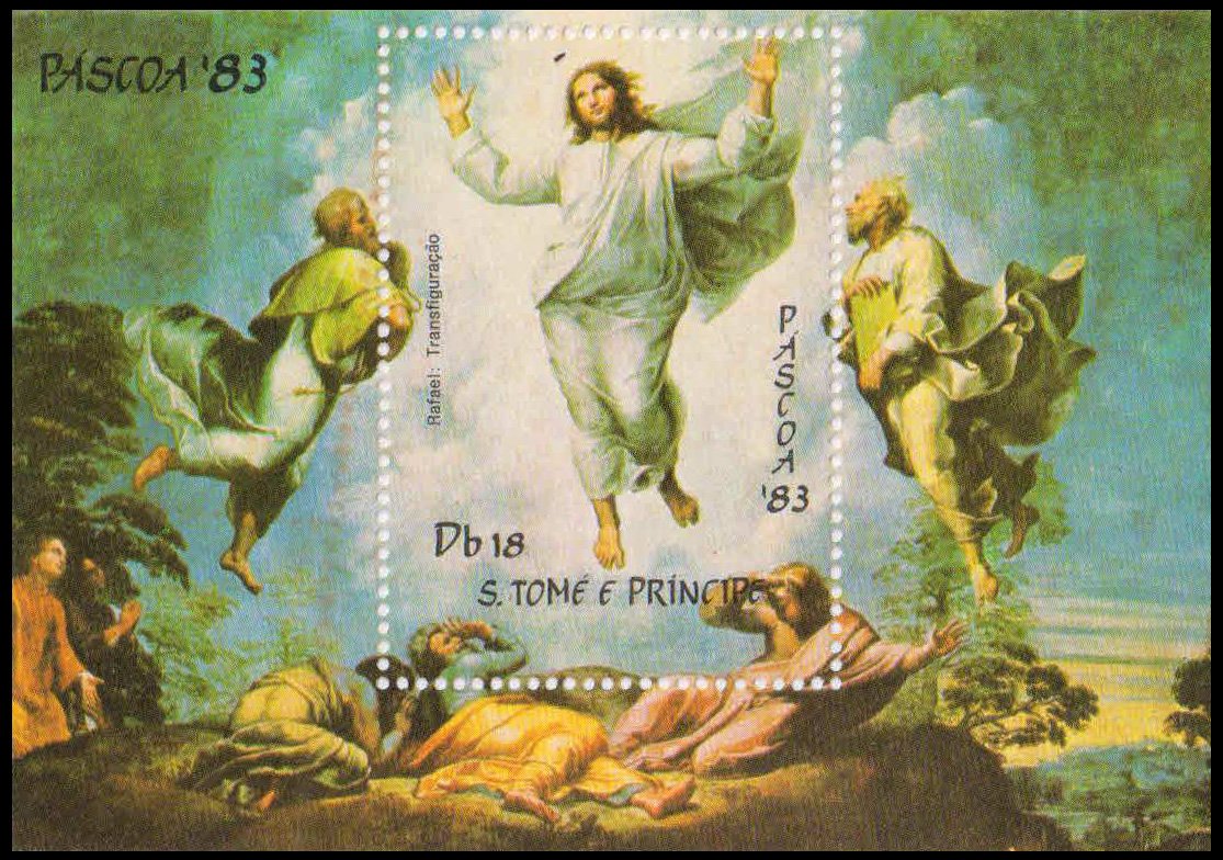 ST. THOMAS & PRINCE ISLANDS 1983, Painting The Transfiguration, by Raphael, Souvenir Sheet, Mint, Scott No. 698