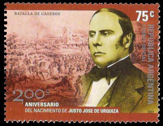 ARGENTINA 2001-Justo Jose de Urquiza-Birth Anniv. Politician, 1 Value, MNH, S.G. 2862-Cat � 3.25-