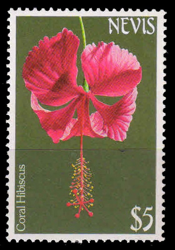 NEVIS 1984-Coral Mibiscus Flower, 1 Value, MNH, S.G. 197-Face $ 5-