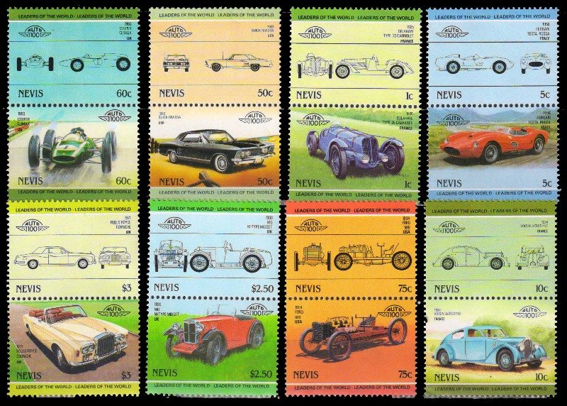NEVIS 1985-Automobiles, Cars, Set of 16, 3rd Series, S.G. 249-264
