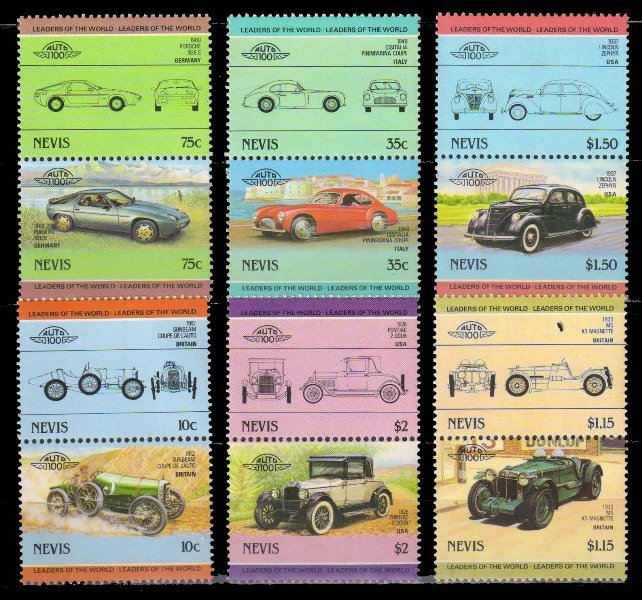 NEVIS 1985 - Automobiles, Cars, Set of 12 Value, MNH, S.G. 326-337