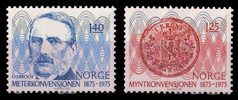 NORWAY 1975-Cent. of Monetary & Metre Convention, Set of 2, MNH, S.G. 737-38-Cat � 2.80