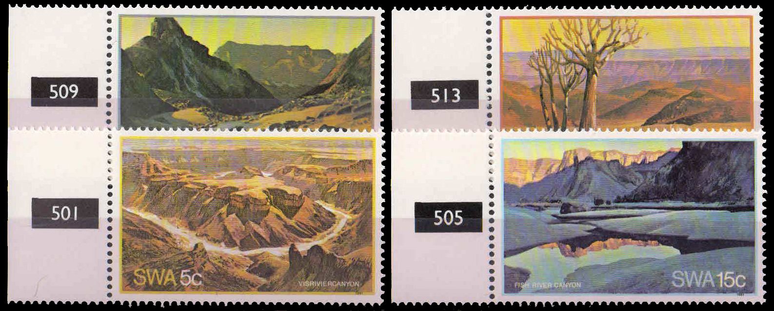 SOUTH WEST AFRICA 1981-Fish River Canyon-Various Views of Canyon, Set of 4, MNH, S.G. 373-376