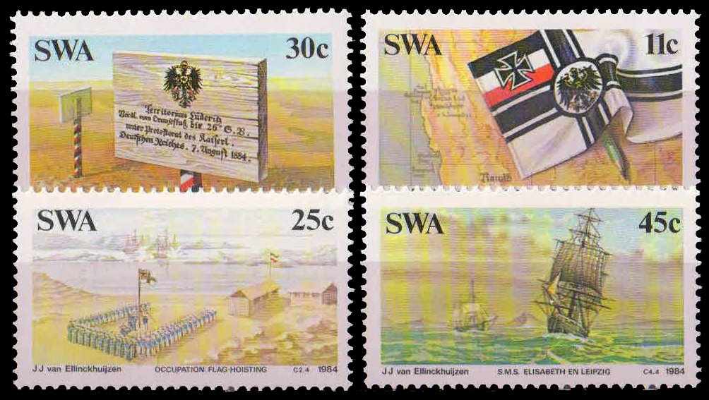 SOUTH WEST AFRICA 1984-Cent. of German Colonization, Map, Flag, Set of 4, MNH, S.G. 431-434