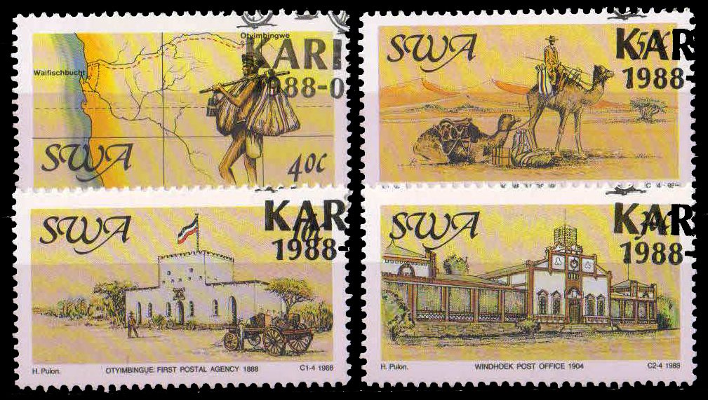 SOUTH WEST AFRICA 1988-Cent of Postal Services, Used, Set of 4, S.G. 495-498