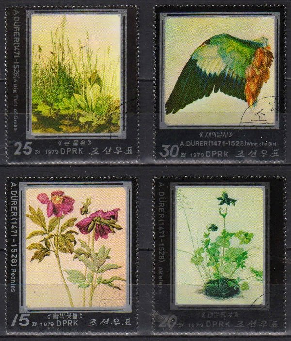 NORTH KOREA 1979, Paintings, Flower & Birds Wing, Set of 4, Used, S.G. N 1856-59