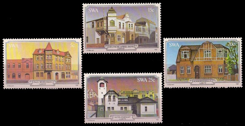 SOUTH WEST AFRICA 1981-Historic Buildings of Luderitz, Set of 4, MNH, S.G. 381-84