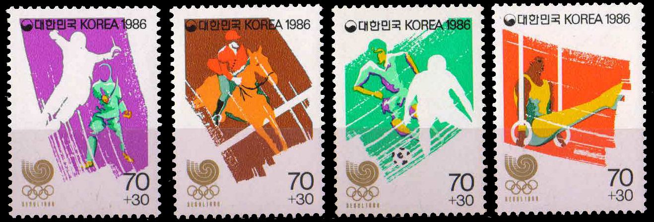 SOUTH KOREA 1986, Olympic Games, Snow Jumping, Fencing, Football, Gymnastic, Set of 4, MNH-S.G. 1703-06, Cat � 3.50