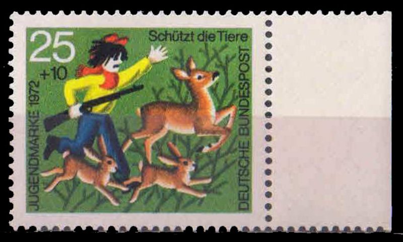 GERMANY 1972-Hunter Scaring Deer, Gun, Animal Protection, 1 Value, MNH, S.G. 1614