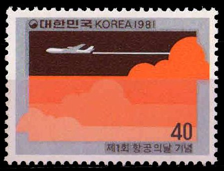 SOUTH KOREA 1981, Airliner  & Cloud's, National Aviation Day, 1 Value, MNH, S.G. 1499