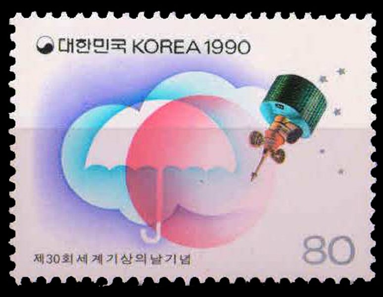 SOUTH KOREA 1990-World Meteorological Day, Clouds, Umbrella, Satellite, 1 Value, MNH, S.G. 1895 