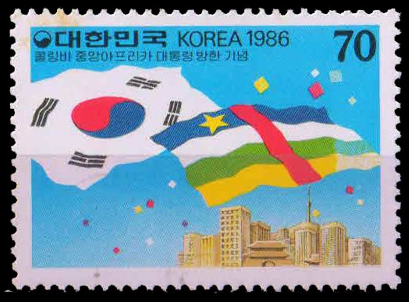 SOUTH KOREA 1986-Visit of President of Central African Republic, National Flags, 1 Value, MNH, S.G. 1726